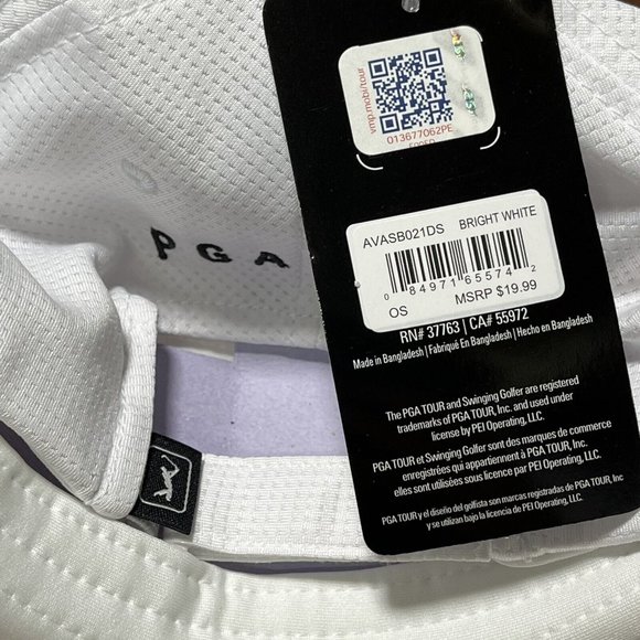 Men's Adjustable PGA Tour Logo Fairway Mesh Golf Cap WHITE Breathable Hat - Picture 9 of 9